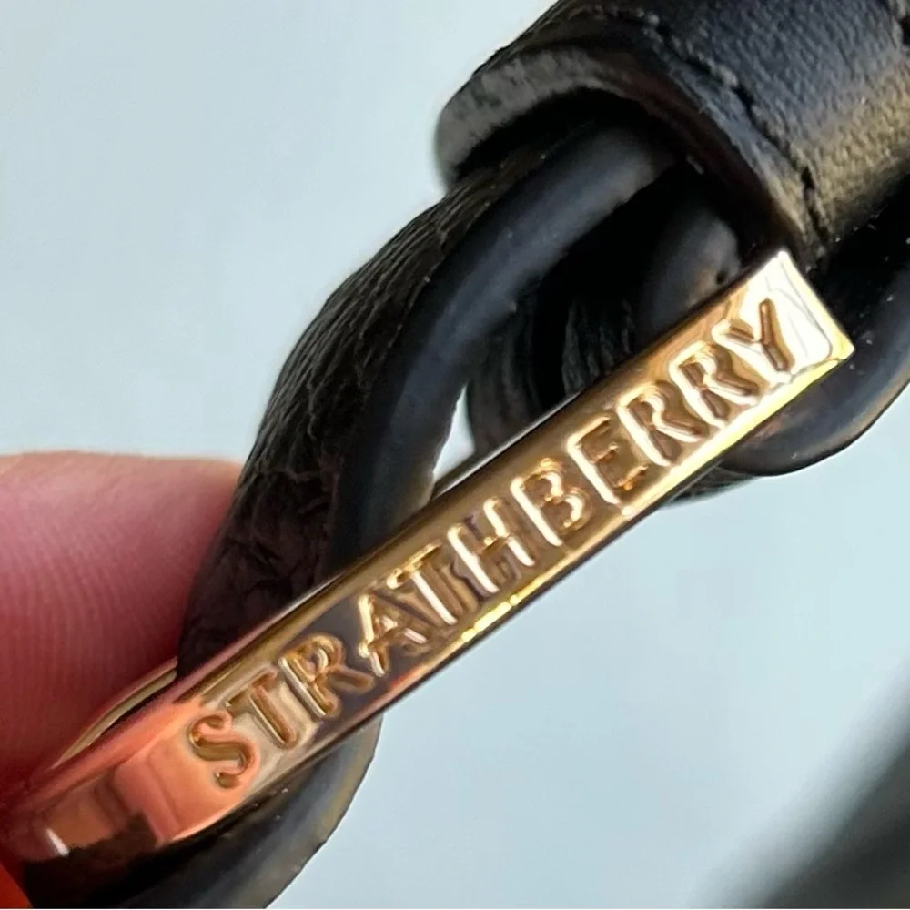 Strathberry Multrees Midi Hobo in Grain Black Leather - Picture 9 of 13